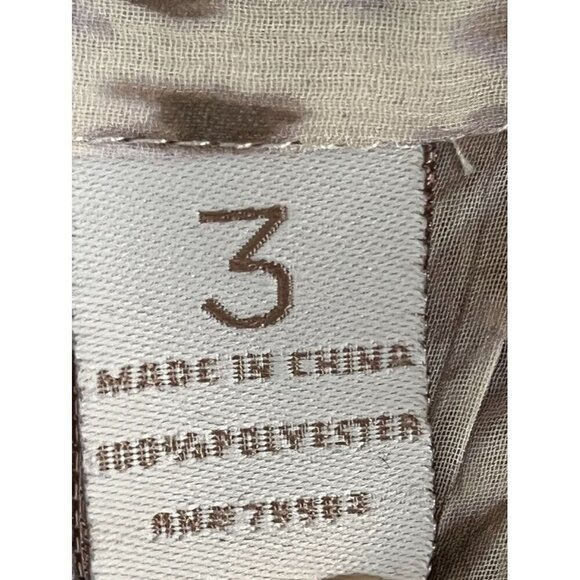 Chicos Animal Print Top XL Brown Sheer Pintuck Neutral Minimalist Resort Classic - Picture 3 of 13